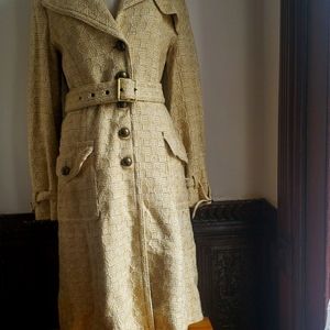 BANANA REPUBLIC Boucle Belted Wool/Cotton blend Coat Sz M